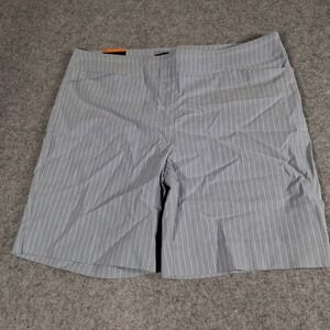 Hilary Radley Bermuda Shorts Womens XXL Blue Pinstripe Mid Rise 9in Inseam
